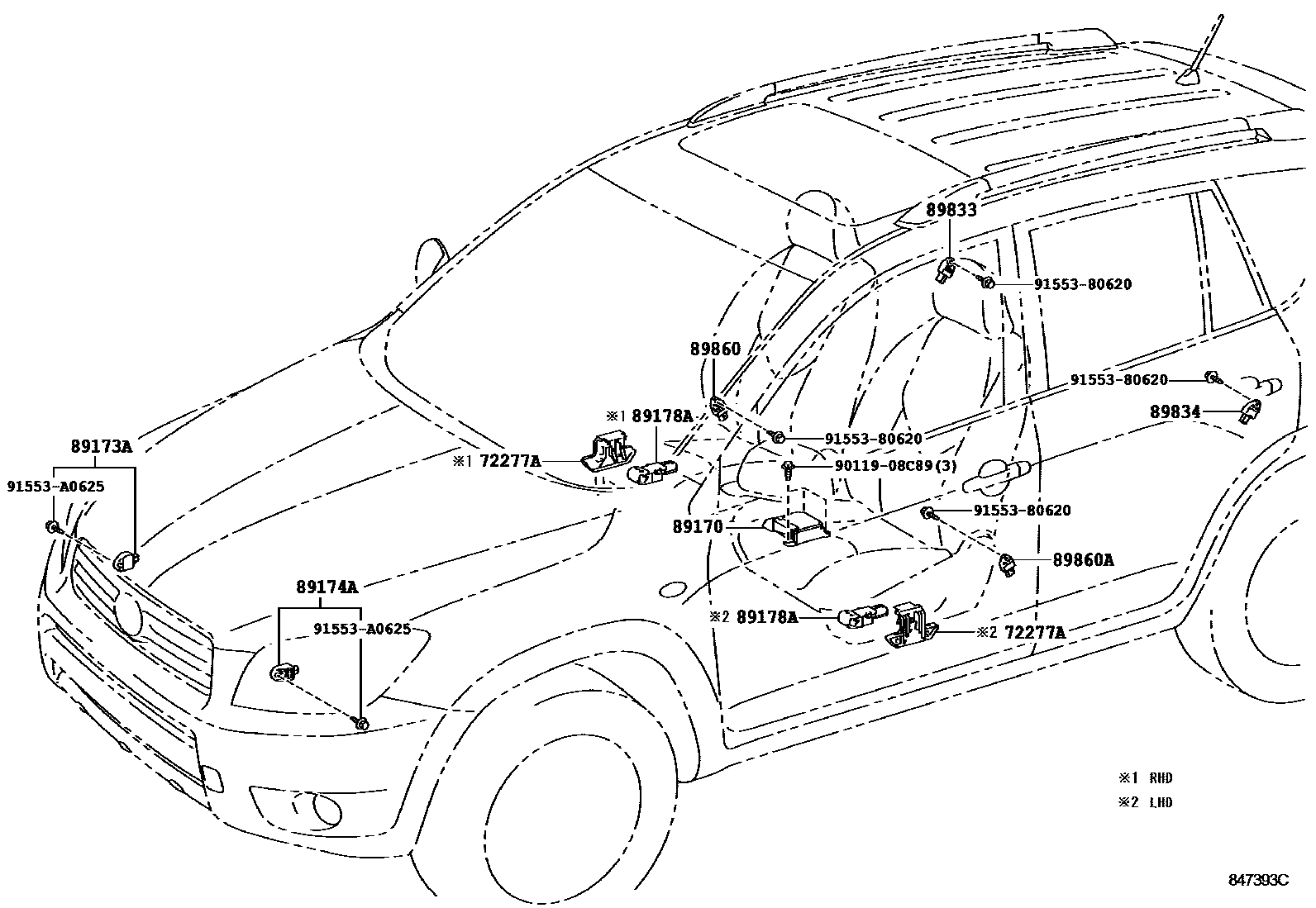 Toyota RAV4 空气囊 EPC diagram — 847393C