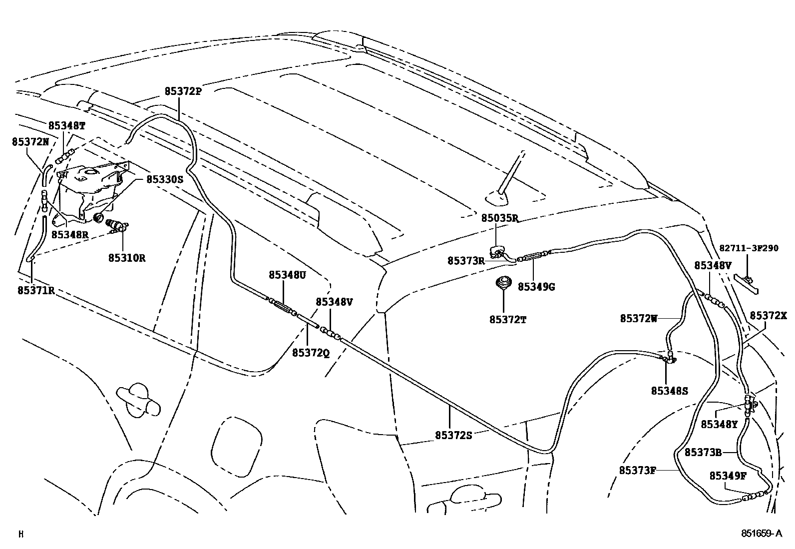 Toyota RAV4 后清洗器 EPC diagram — 851659A