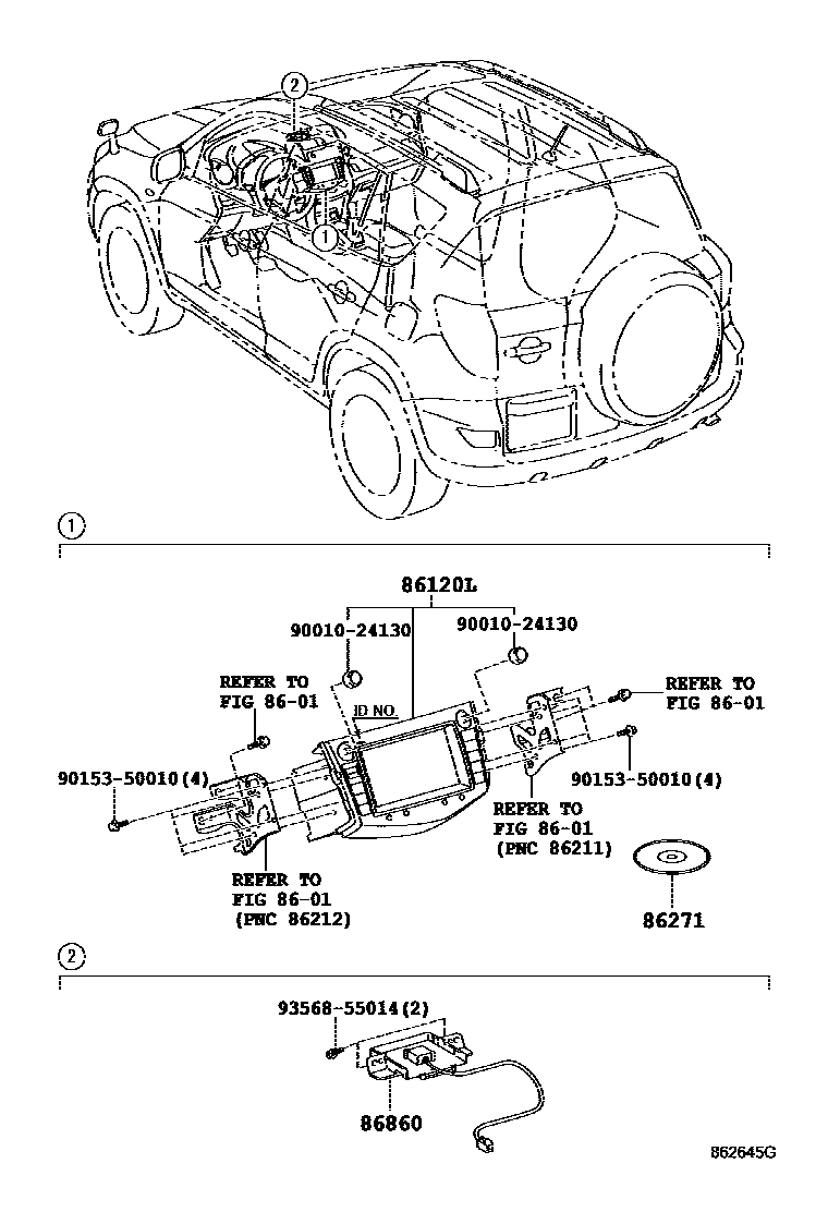Toyota RAV4 导航和前监视器显示屏 EPC diagram — 862645G