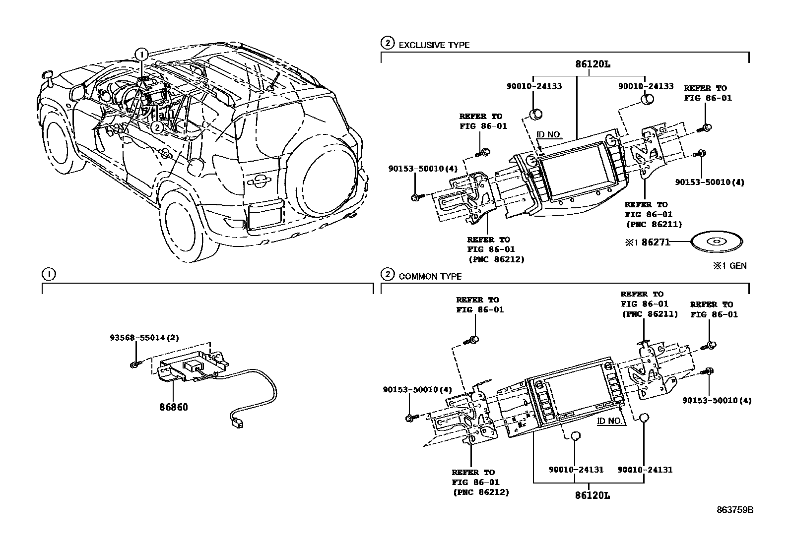 Toyota RAV4 导航和前监视器显示屏 EPC diagram — 863759B