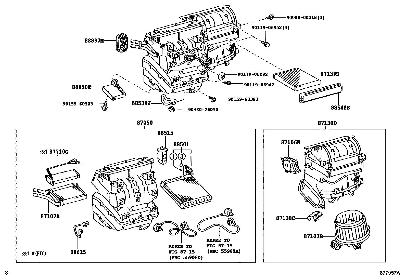 Toyota RAV4 暖风和空调系统 - 冷却器组件 EPC diagram — 877957A