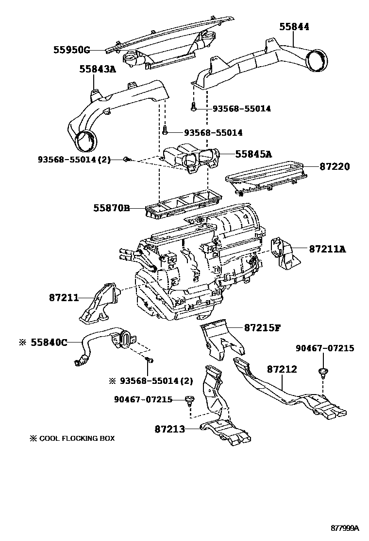Toyota RAV4 暖风和空调系统 - 控制器和风管 EPC diagram — 877999B
