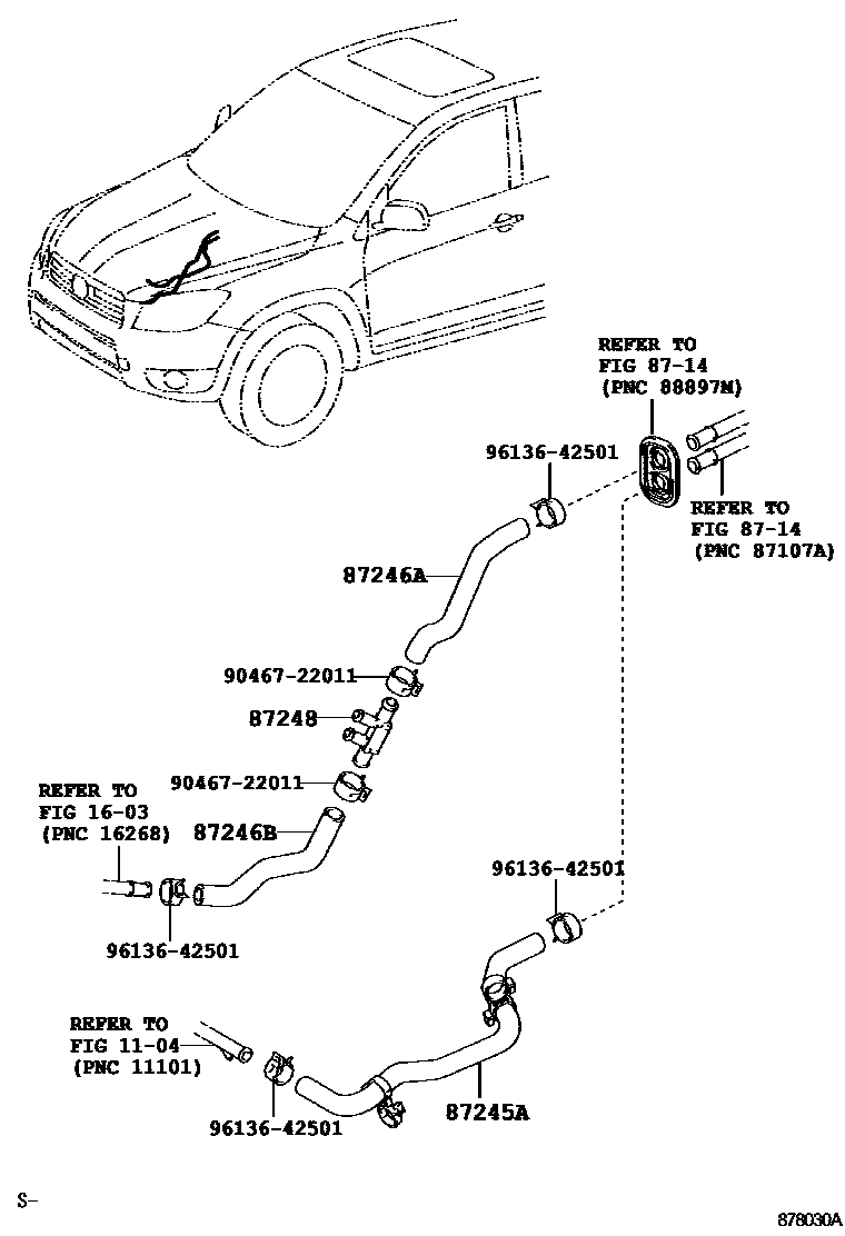 Toyota RAV4 暖风和空调系统 - 水管 EPC diagram — 878030A