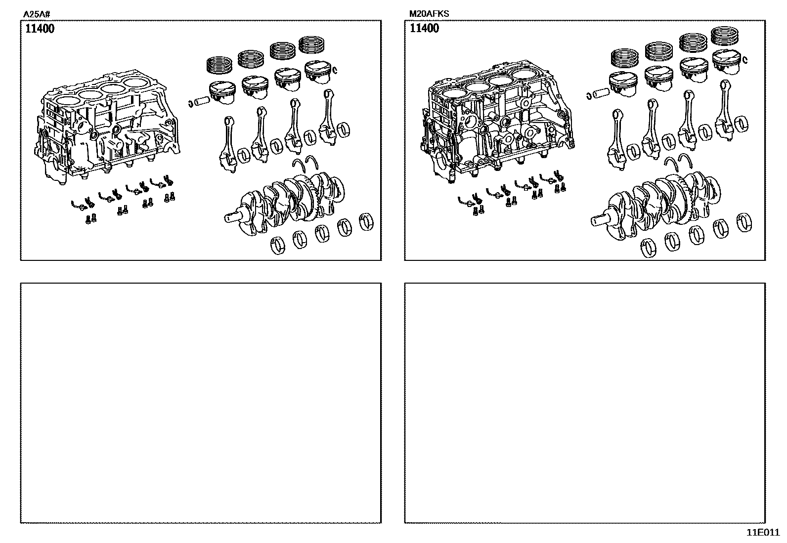 Toyota RAV4 Short Block Assembly EPC diagram — 11E011