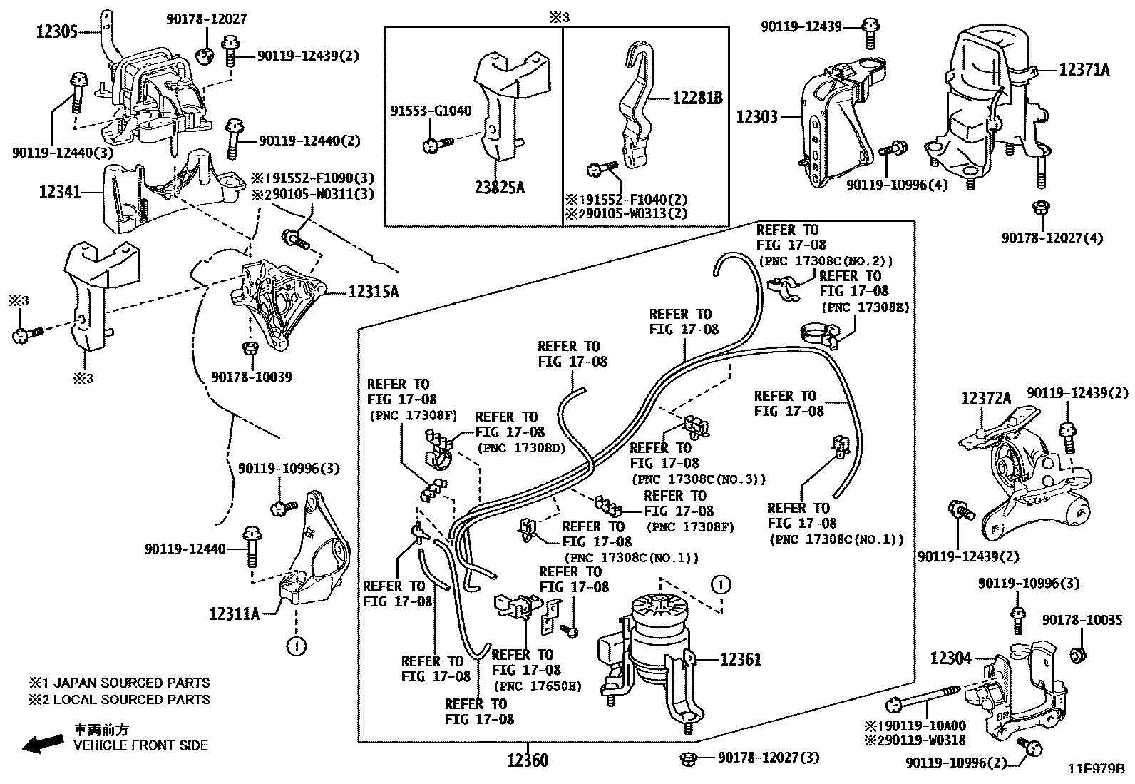 Toyota RAV4 Engine Mounting EPC diagram — 11F979B