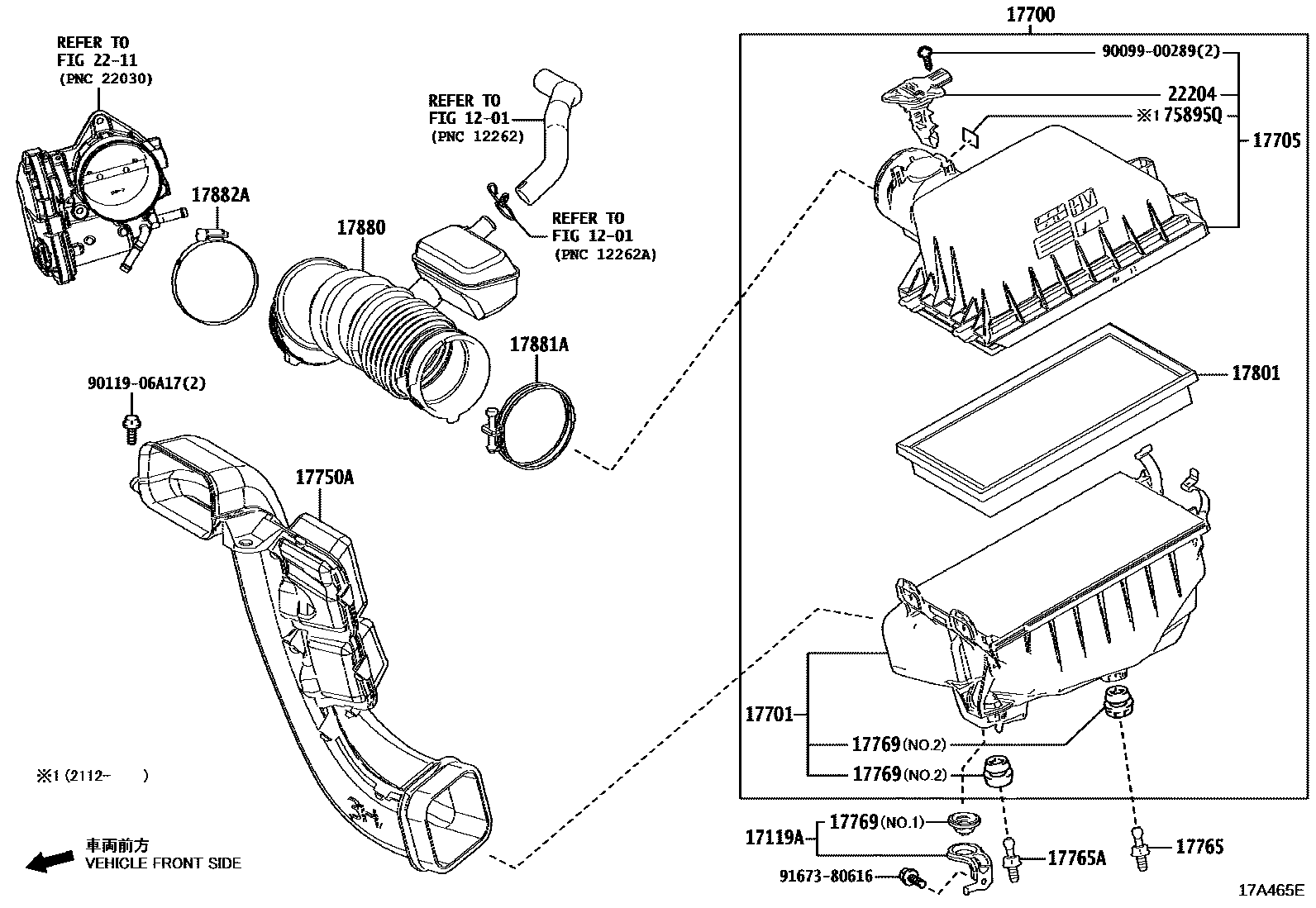 Toyota RAV4 Air Cleaner EPC diagram — 17A465E