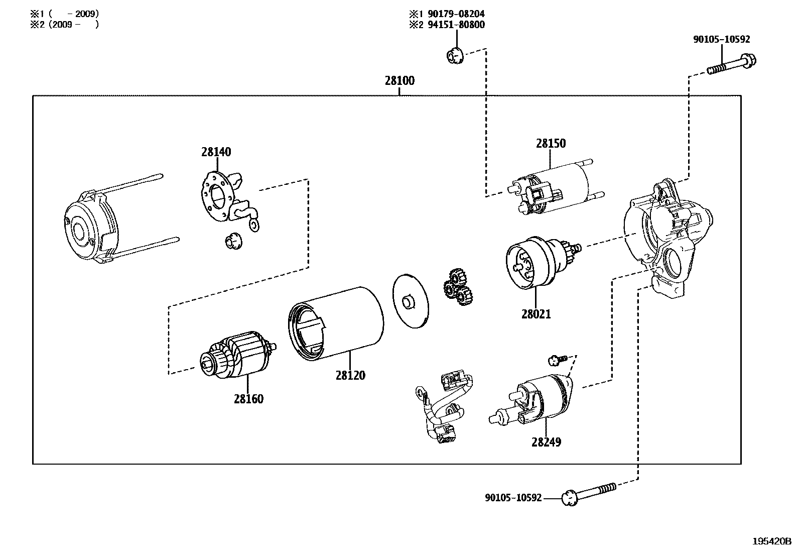 Toyota RAV4 起动机 EPC diagram — 195420B