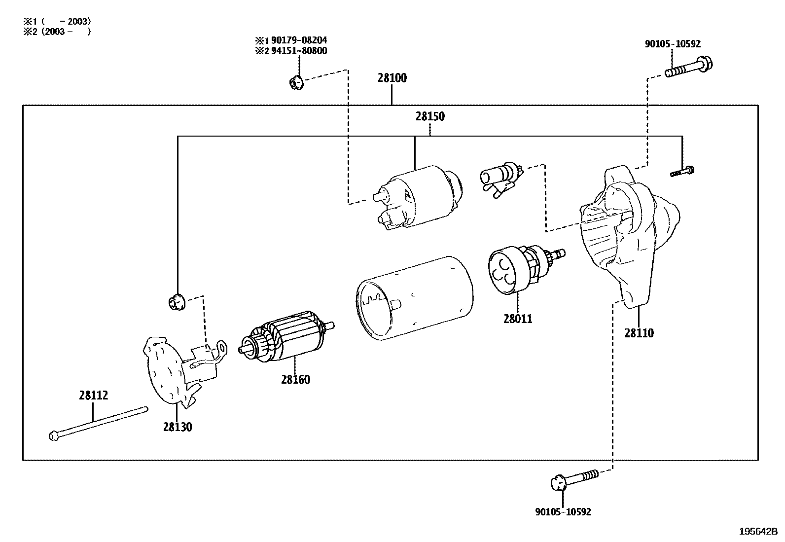 Toyota RAV4 起动机 EPC diagram — 195642B