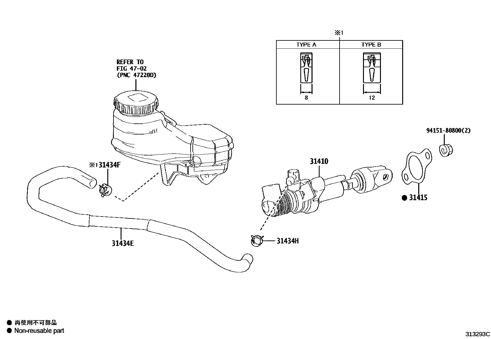Toyota RAV4 离合器总泵 EPC diagram — 313293C