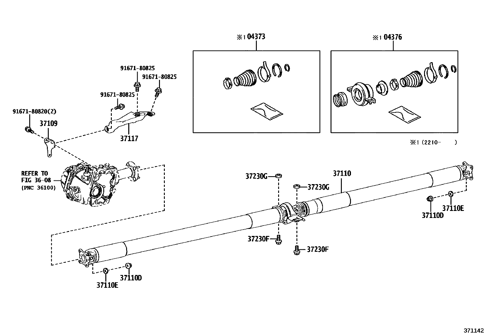 Toyota RAV4 Propeller Shaft & Universal Joint EPC diagram — 371142