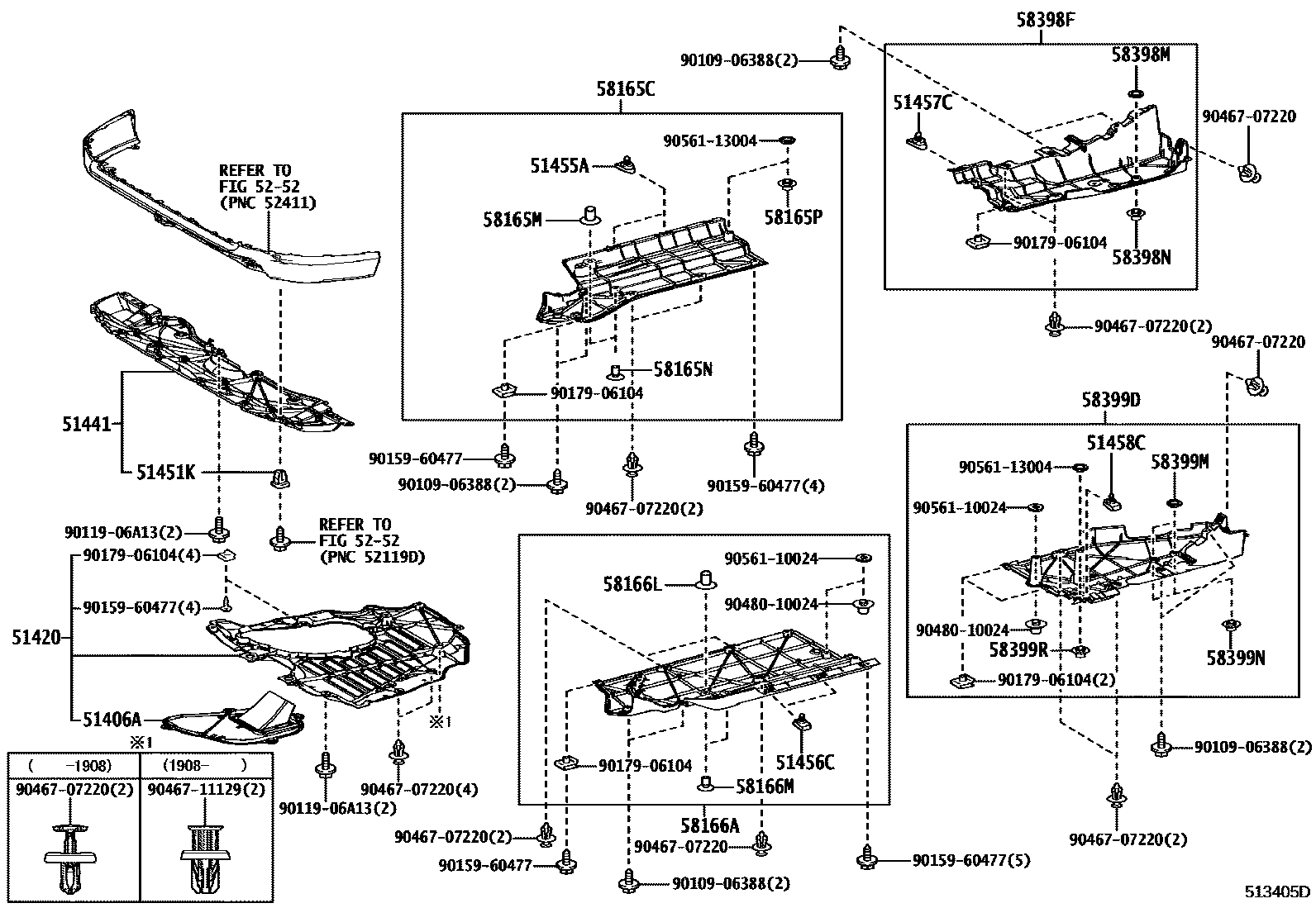 Toyota RAV4 悬架横梁和发动机底罩 EPC diagram — 513405D