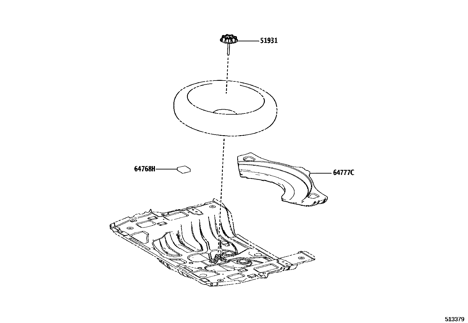 Toyota RAV4 Spare tire rack EPC diagram — 513379