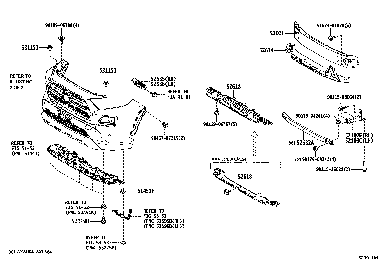 Toyota RAV4 前保险杠及附件 EPC diagram — 523911M