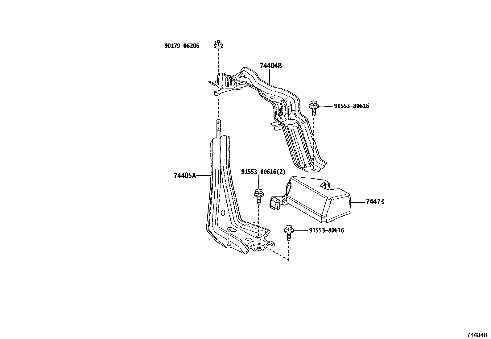 Toyota RAV4 battery holder EPC diagram — 744848