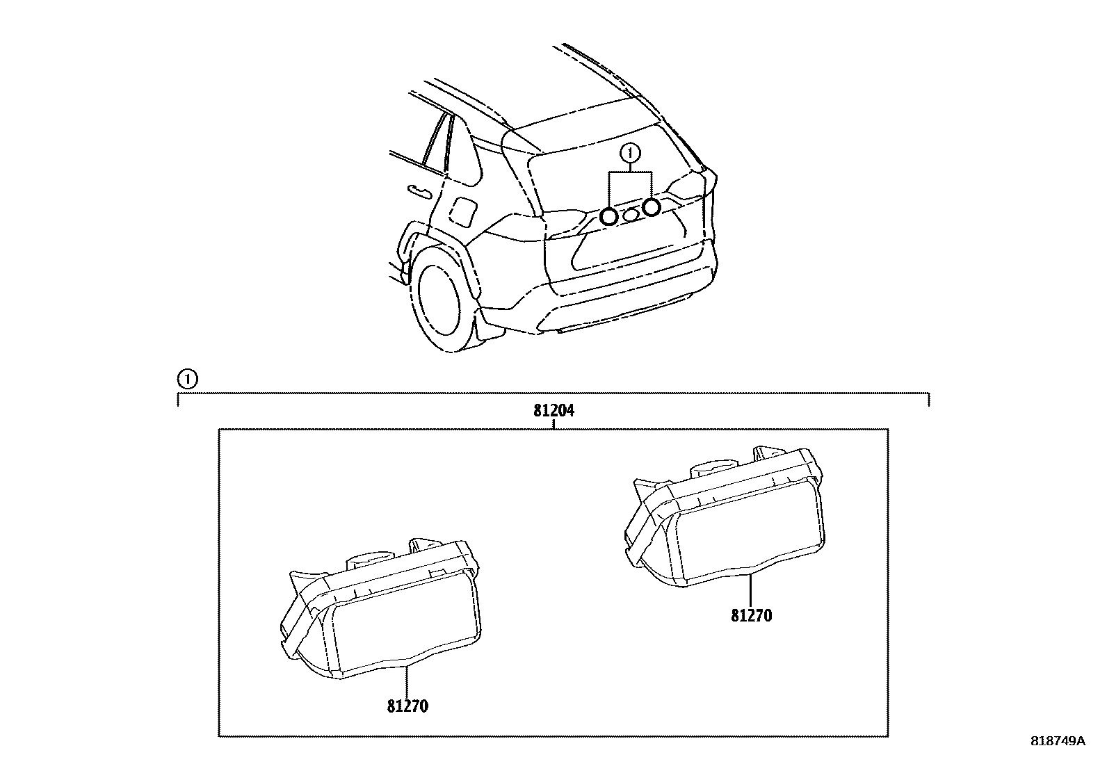Toyota RAV4 后牌照灯 EPC diagram — 818749A