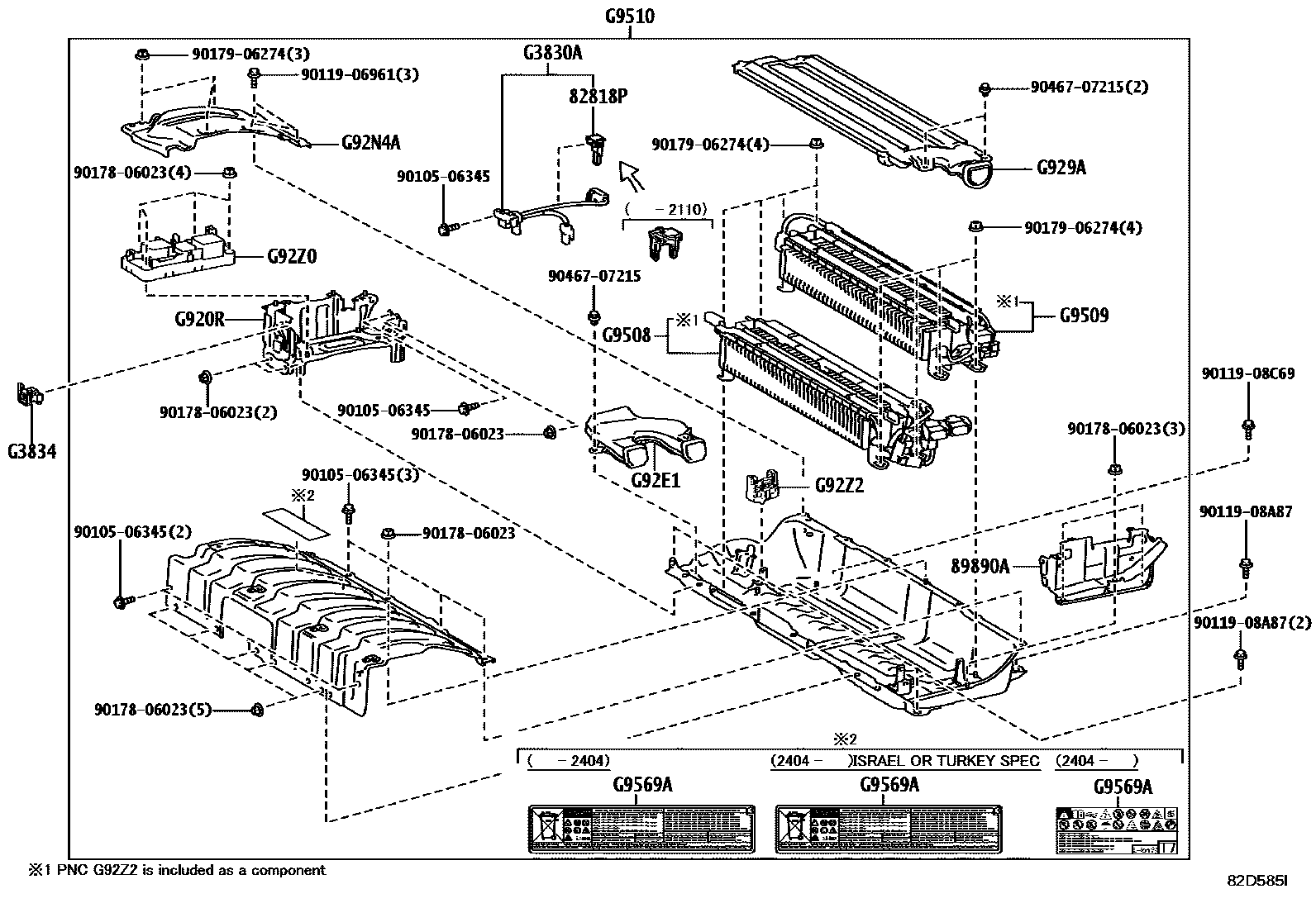 Toyota RAV4 蓄电池和蓄电池电缆 EPC diagram — 82D585I