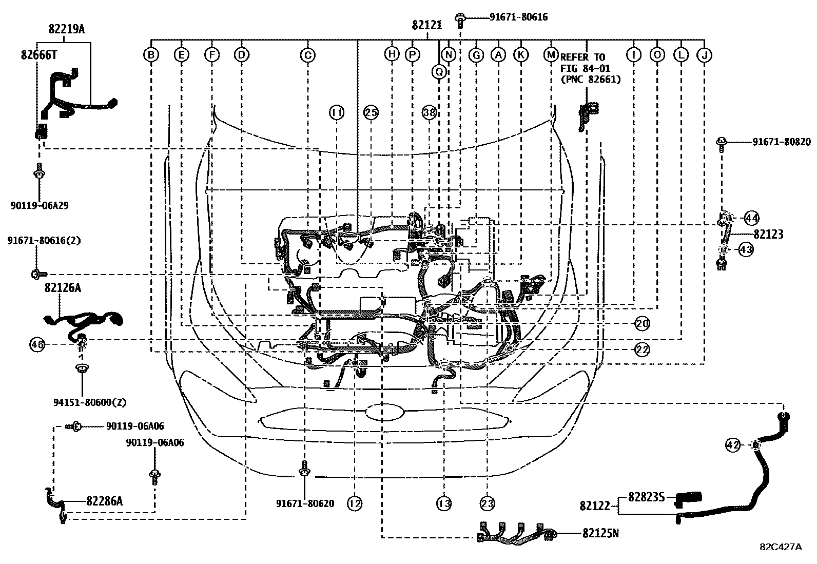 Toyota RAV4 线束和卡夹 EPC diagram — 82C427A