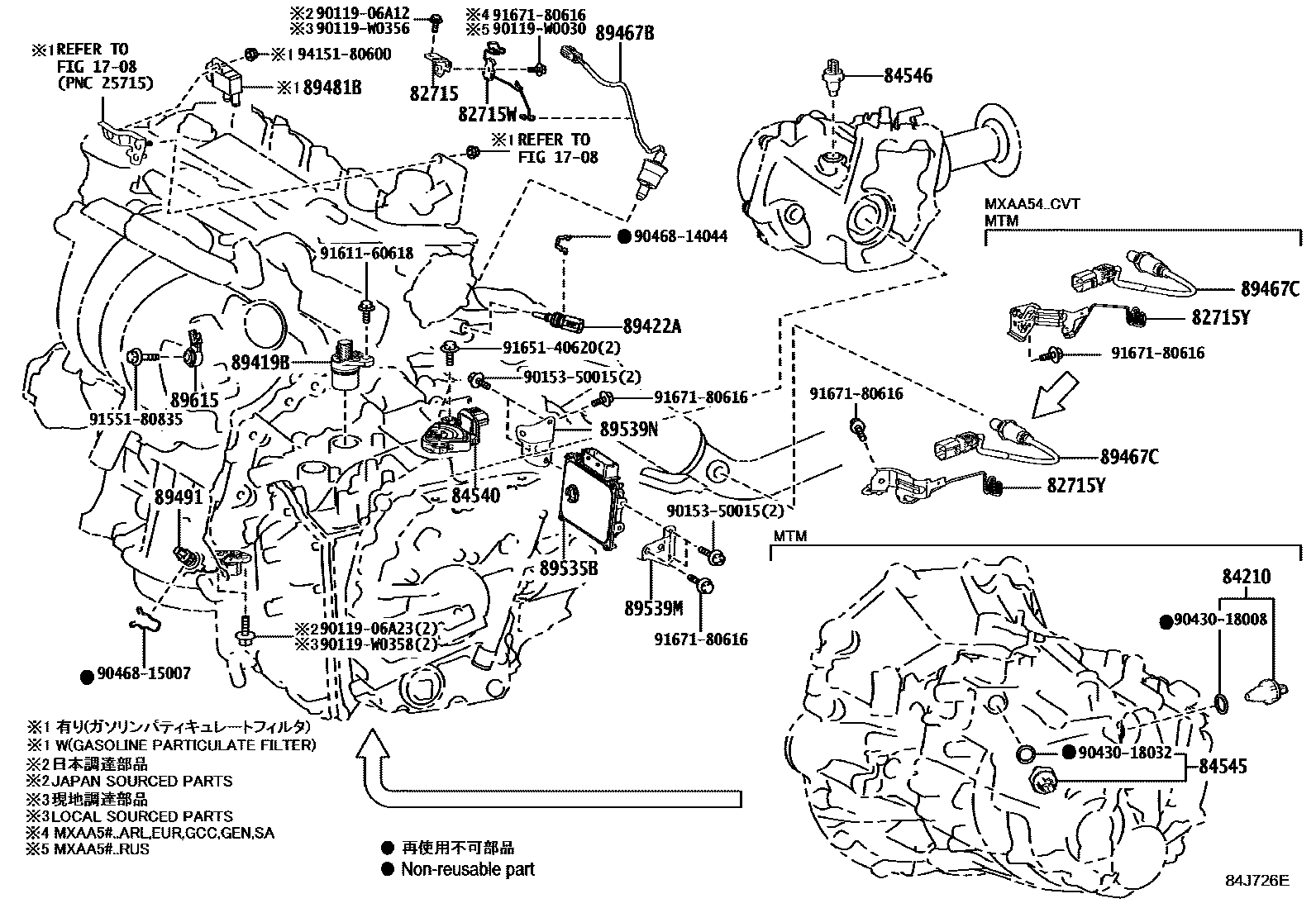 Toyota RAV4 开关和继电器和ECU EPC diagram — 84J726E