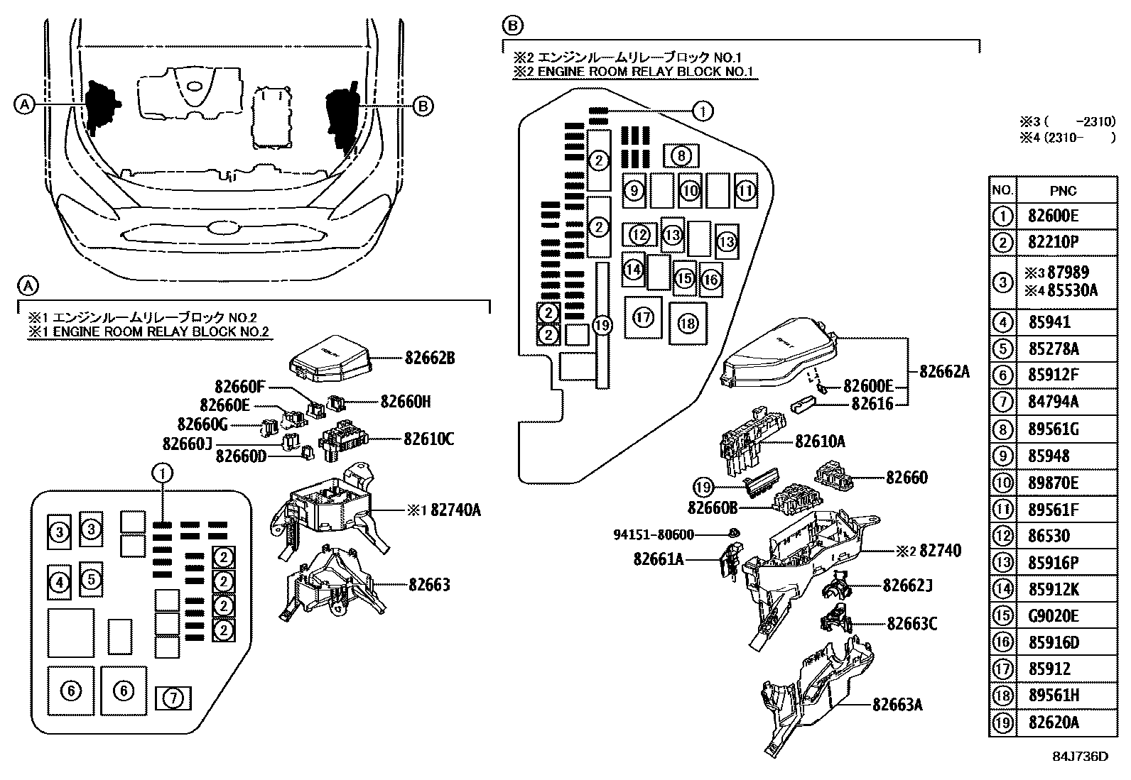 Toyota RAV4 开关和继电器和ECU EPC diagram — 84J736D