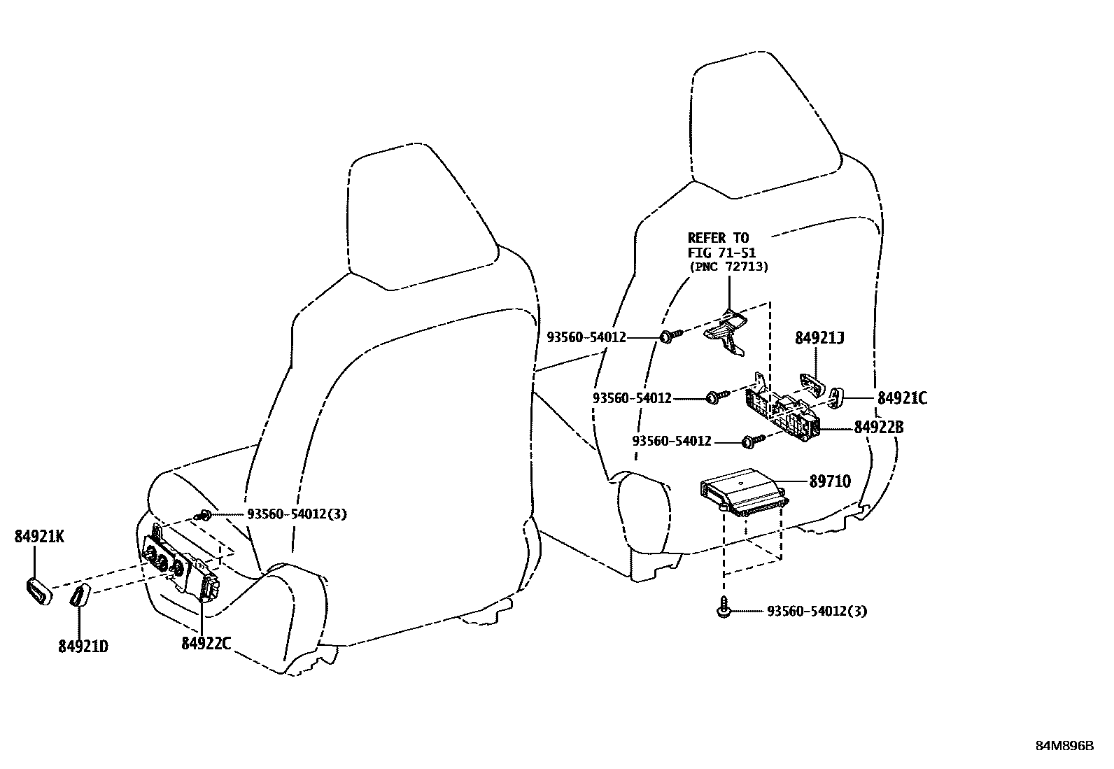 Toyota RAV4 开关和继电器和ECU EPC diagram — 84M896B