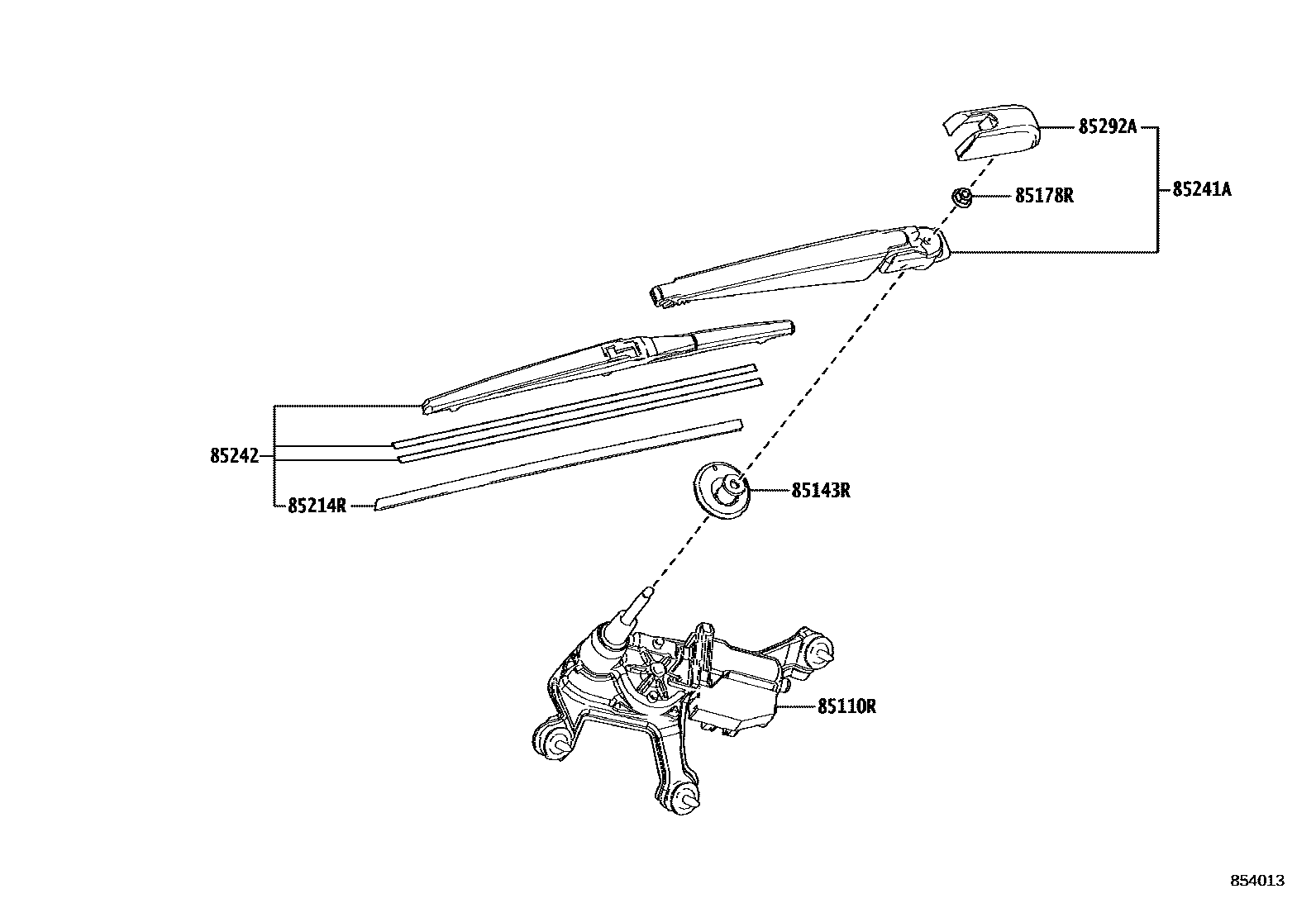 Toyota RAV4 后刮水器 EPC diagram — 854013