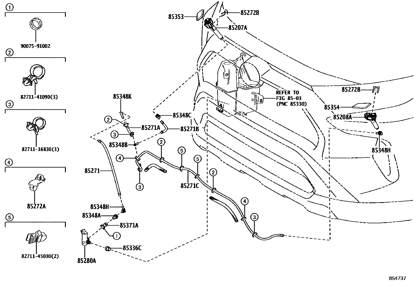 Toyota RAV4 前大灯清洗器 EPC diagram — 854737