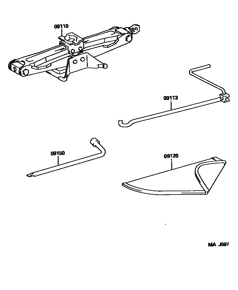 Toyota RAV4 Standard Tools EPC diagram — MAJ597