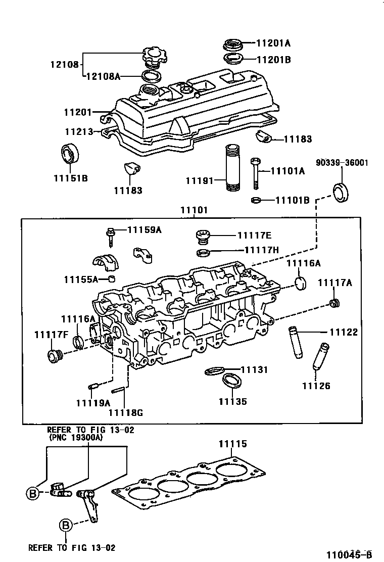 Toyota RAV4 Cylinder Head EPC diagram — 110045B