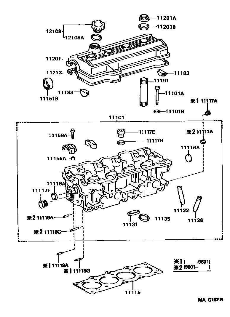 Toyota RAV4 Cylinder Head EPC diagram — MAG162B