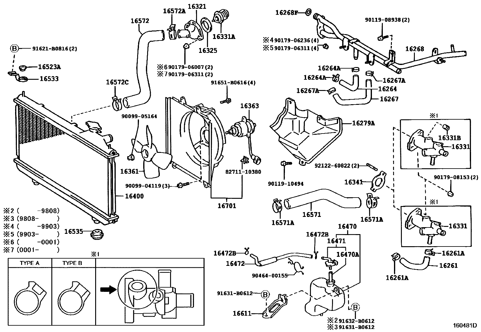 Toyota RAV4 RADIATOR & WATER OUTLET EPC diagram — 160481D