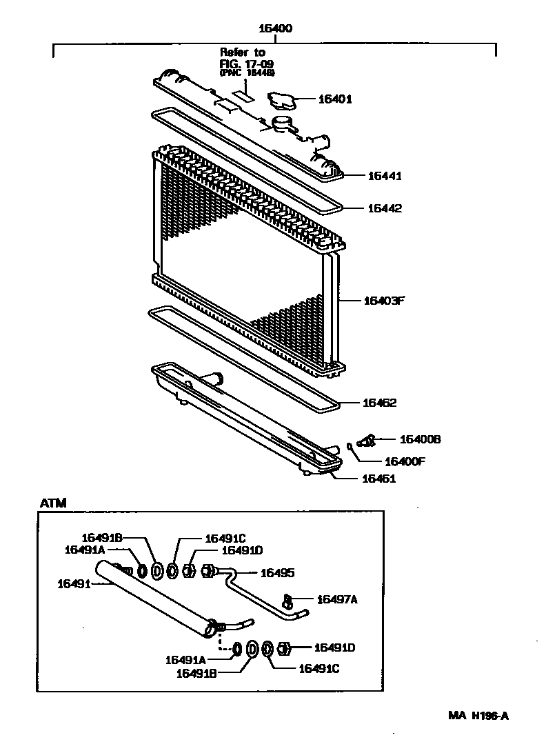 Toyota RAV4 RADIATOR & WATER OUTLET EPC diagram — MAH196A