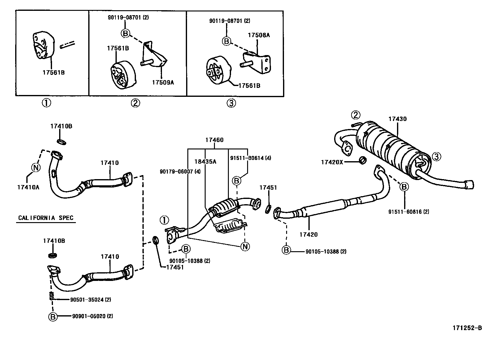 Toyota RAV4 Exhaust Pipe EPC diagram — 171252B