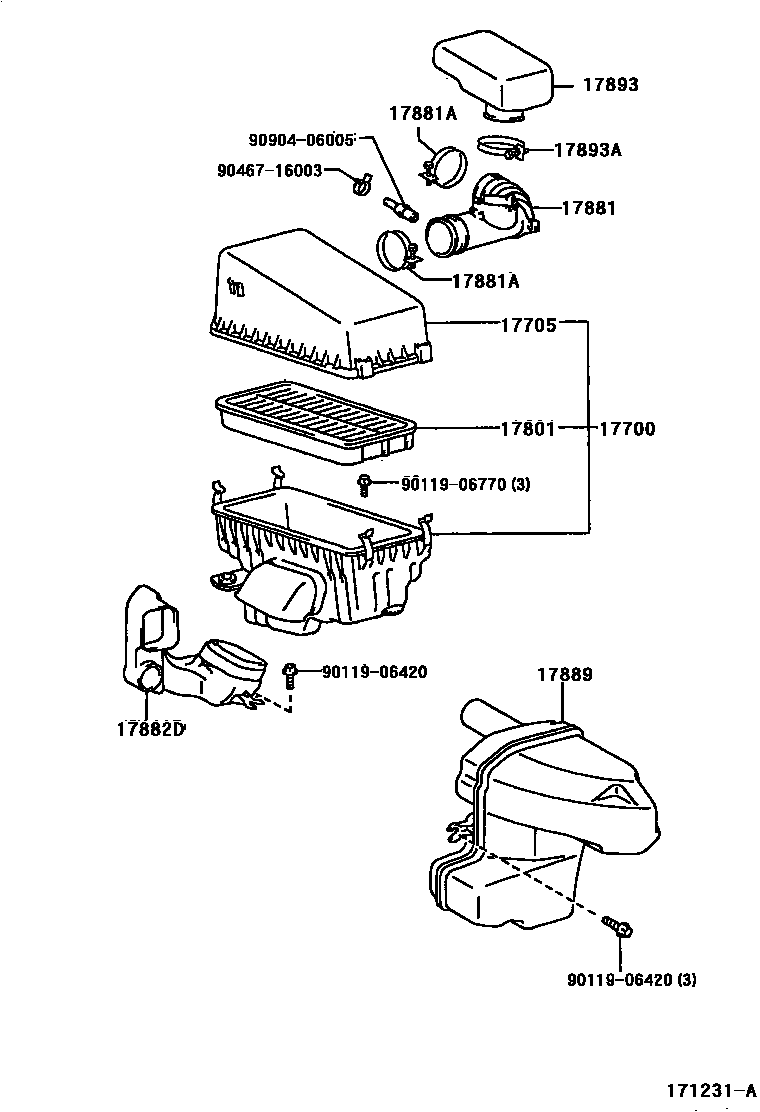 Toyota RAV4 Air Cleaner EPC diagram — 171231A