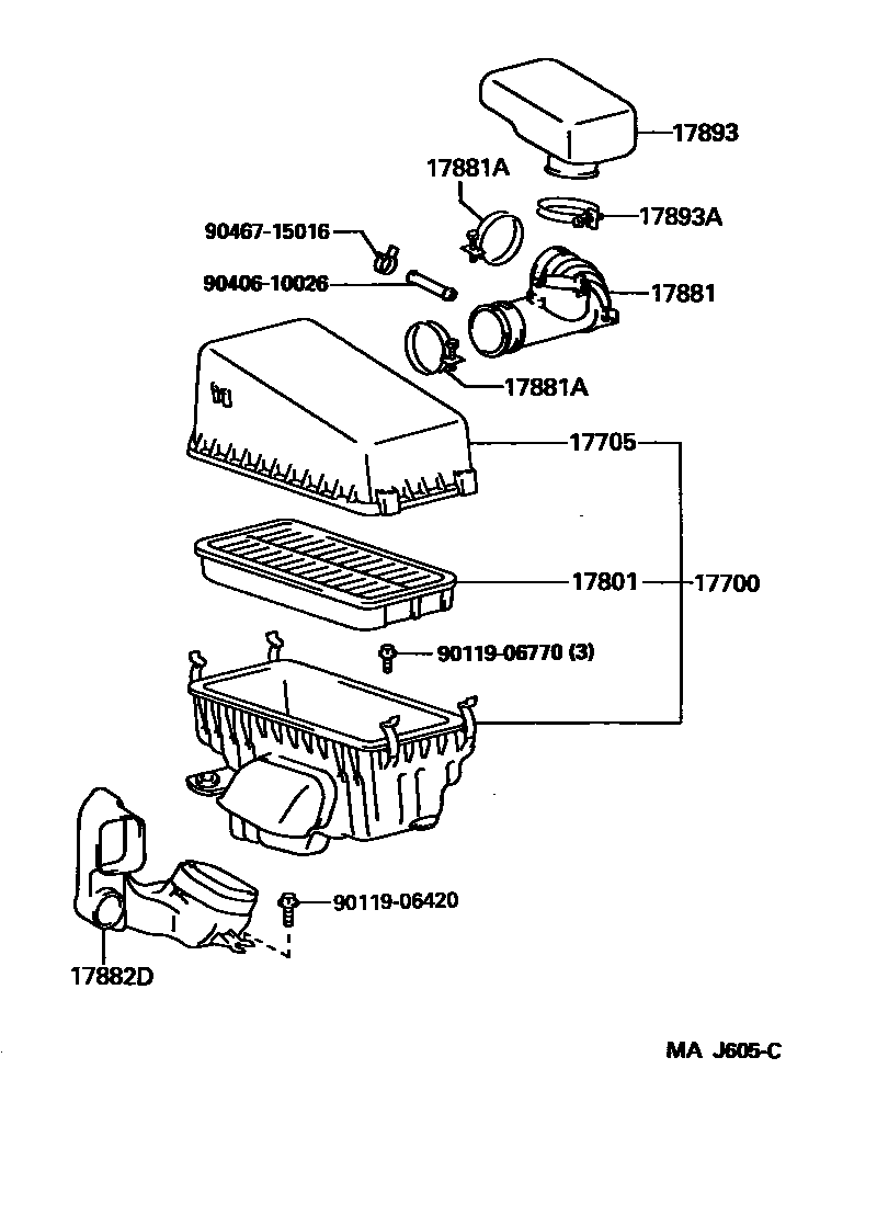 Toyota RAV4 Air Cleaner EPC diagram — MAJ605C