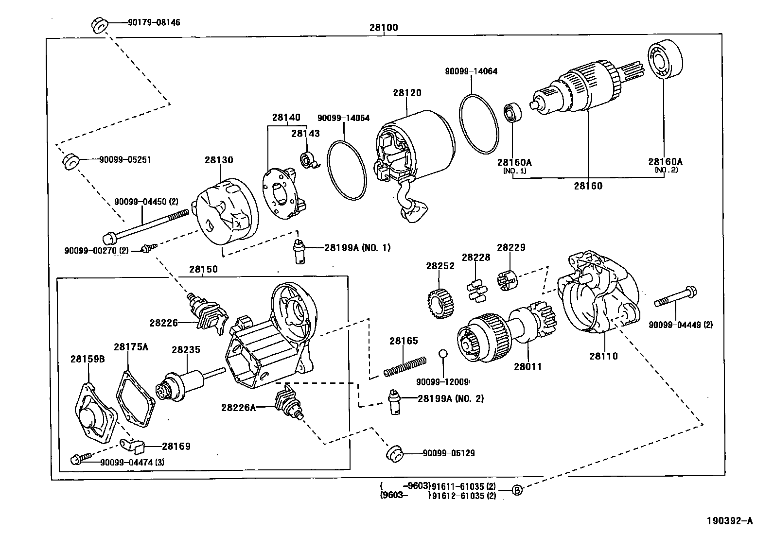Toyota RAV4 起动机 EPC diagram — 190392A