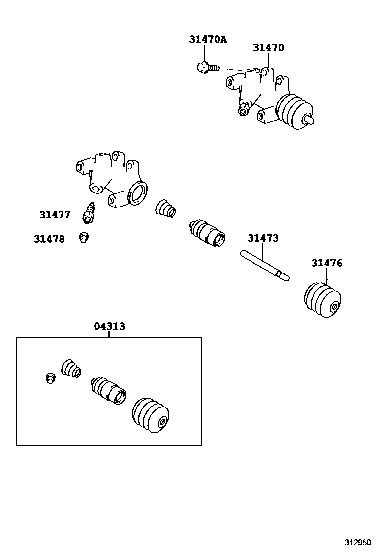 Toyota RAV4 离合器分离缸 EPC diagram — 312950