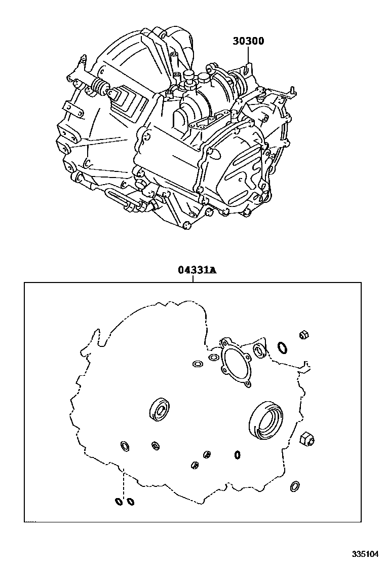 Toyota RAV4 传动桥或变速器总成和衬垫组件(MTM) EPC diagram — 335104