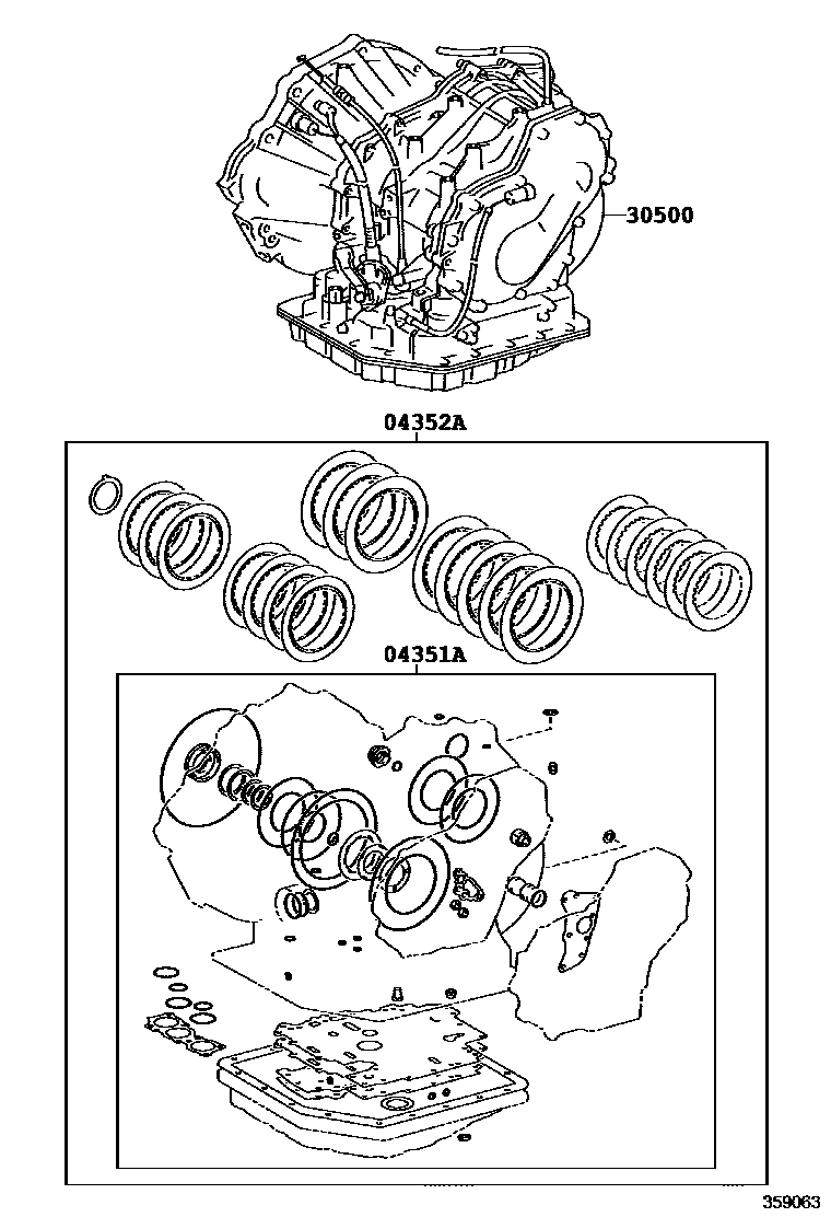Toyota RAV4 传动桥或变速器总成和衬垫组件(ATM) EPC diagram — 359063