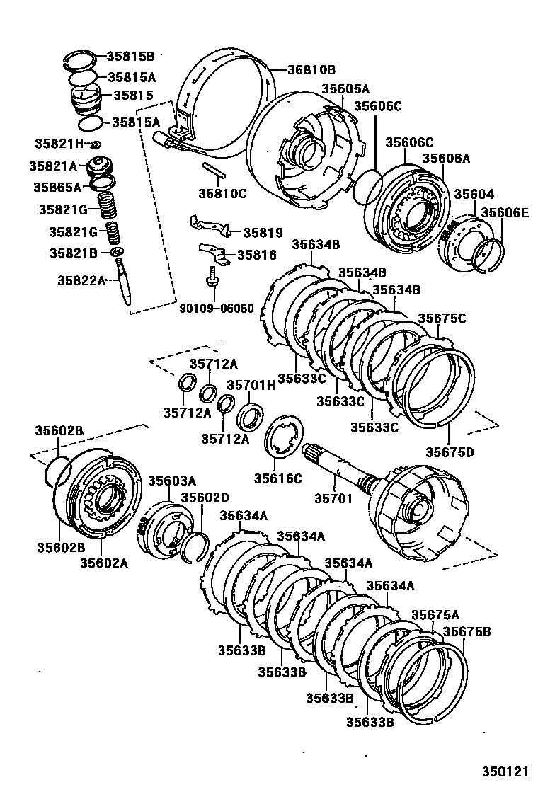 Toyota RAV4 制动带和多片式离合器(ATM) EPC diagram — 350121