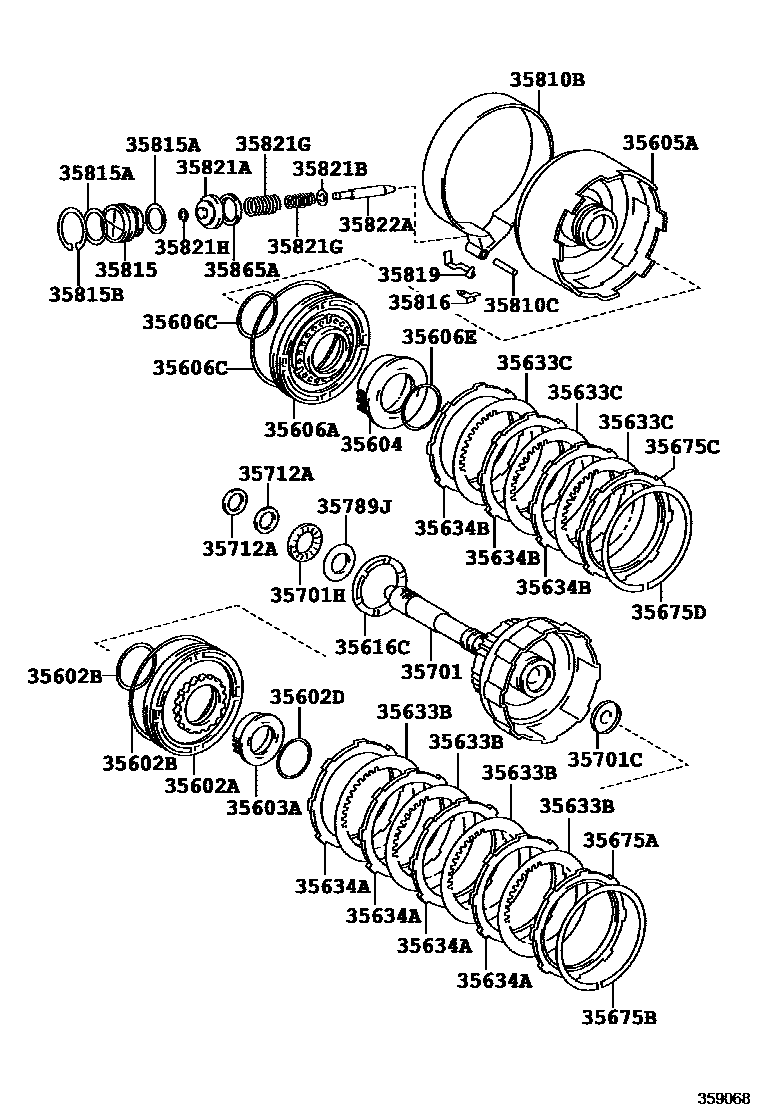 Toyota RAV4 制动带和多片式离合器(ATM) EPC diagram — 359068