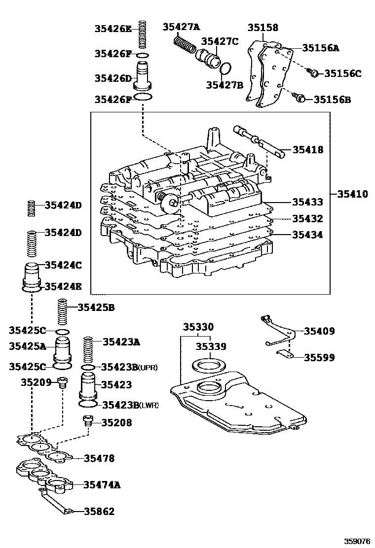 Toyota RAV4 阀体和滤油网(ATM) EPC diagram — 359076