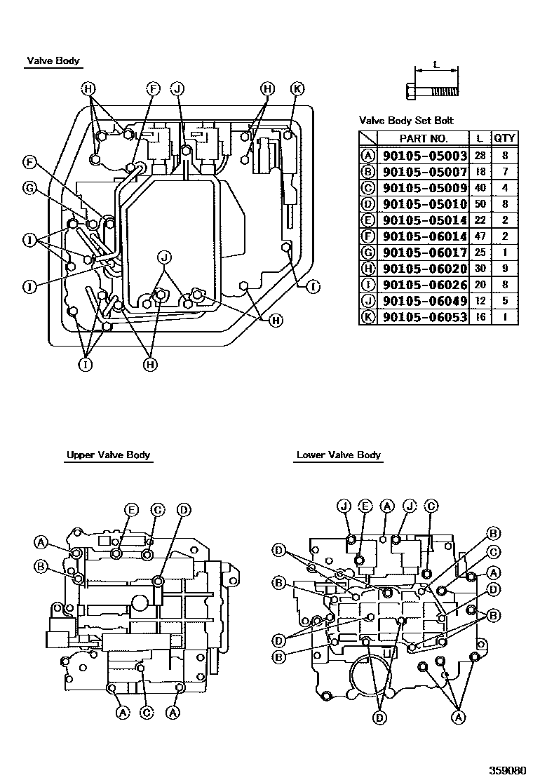Toyota RAV4 阀体和滤油网(ATM) EPC diagram — 359080