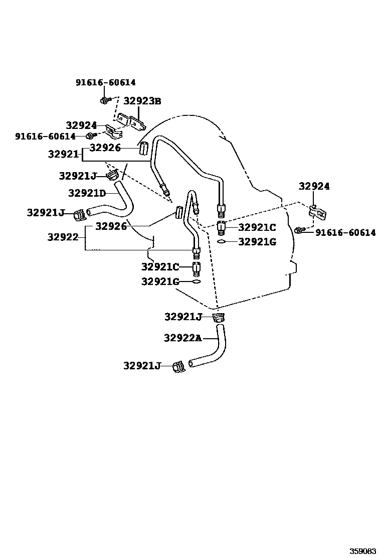 Toyota RAV4 变速器油冷却器和配管(ATM) EPC diagram — 359083