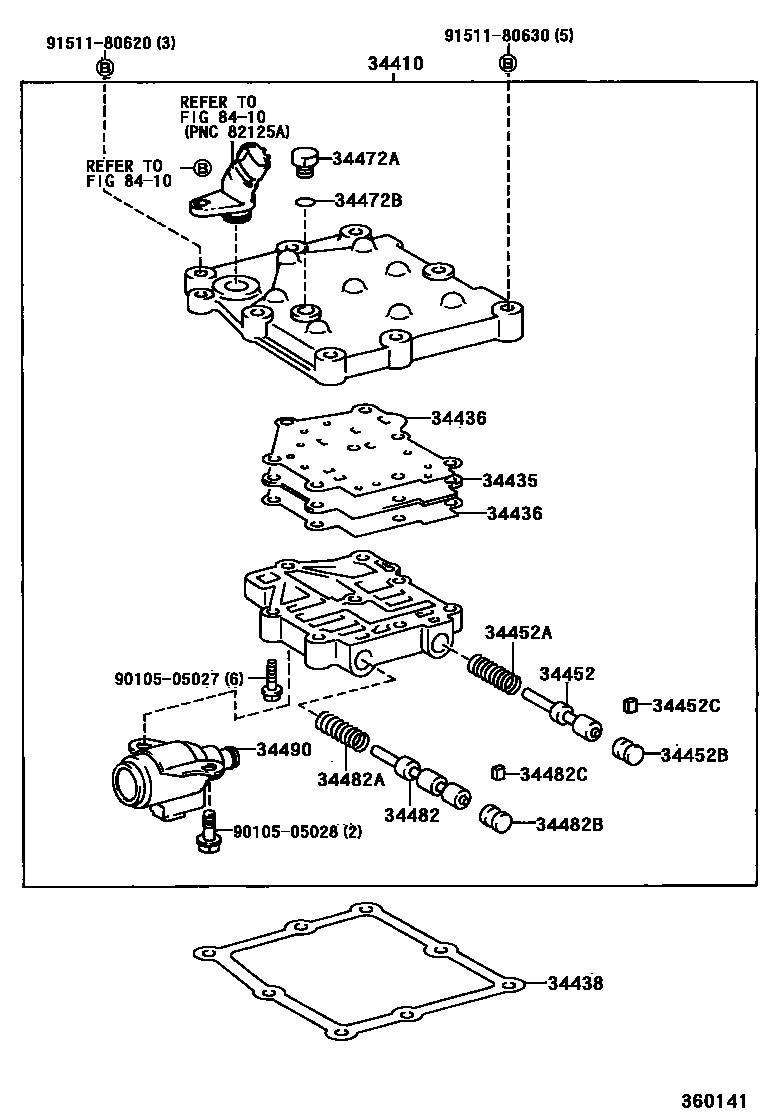 Toyota RAV4 分动器阀体和阀杆 EPC diagram — 360141