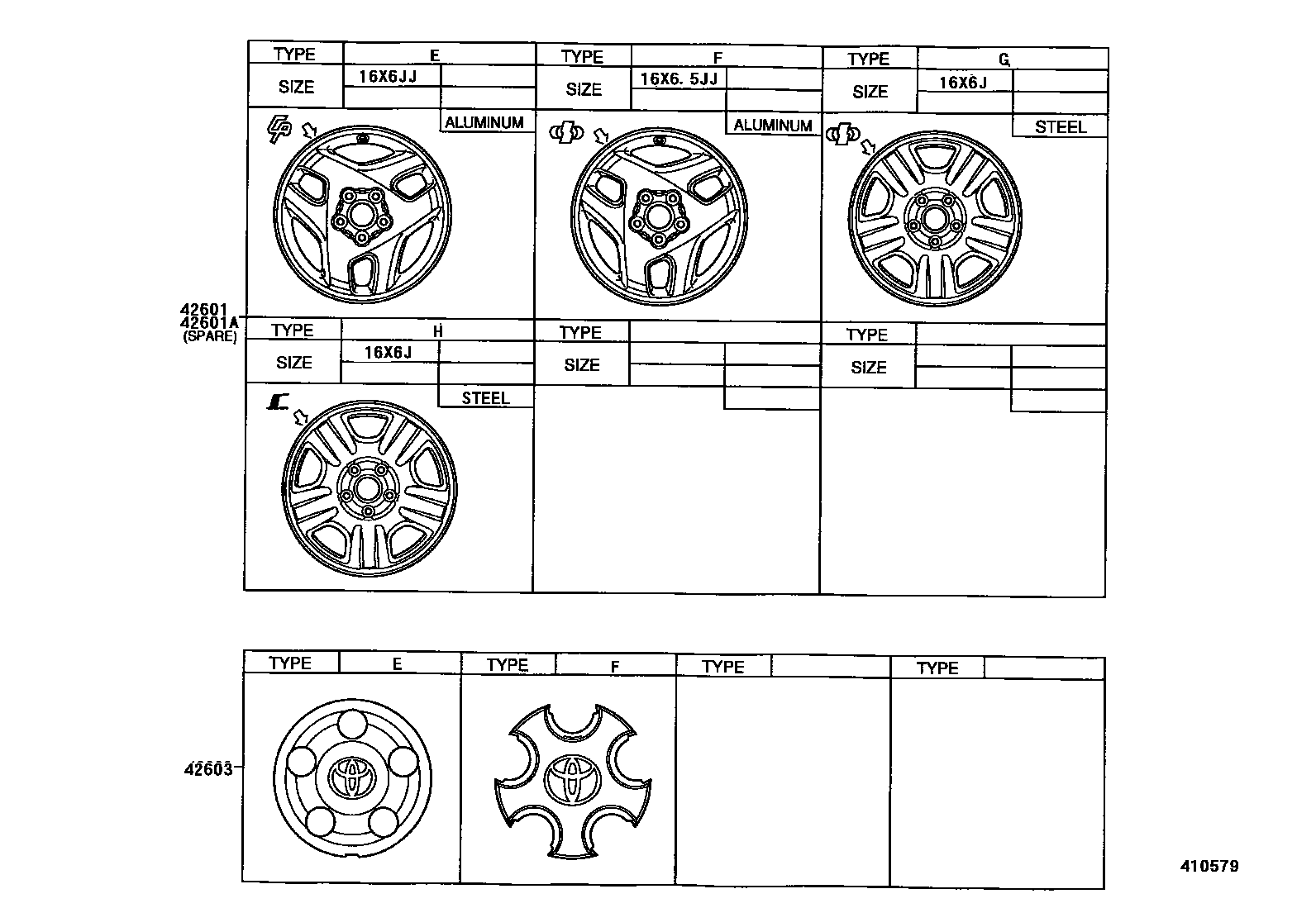 Toyota RAV4 车轮和车轮盖 EPC diagram — 410579