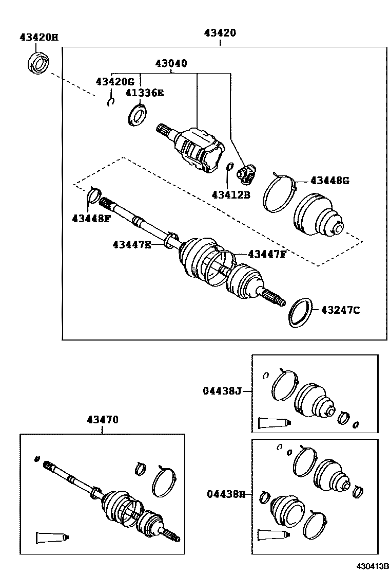 Toyota RAV4 Front Drive Shaft EPC diagram — 430413B