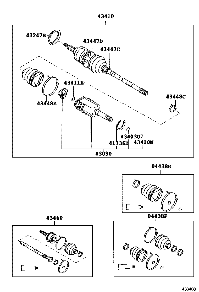 Toyota RAV4 Front Drive Shaft EPC diagram — 433408