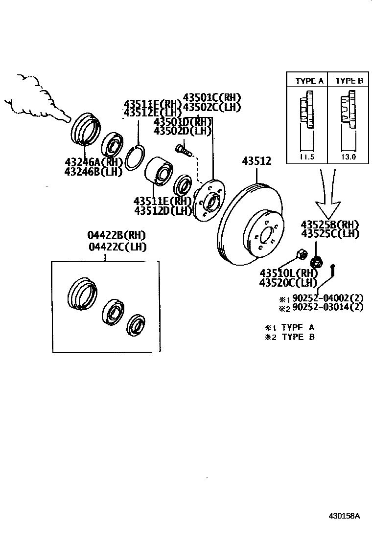 Toyota RAV4 Front Axle Hub EPC diagram — 430158A