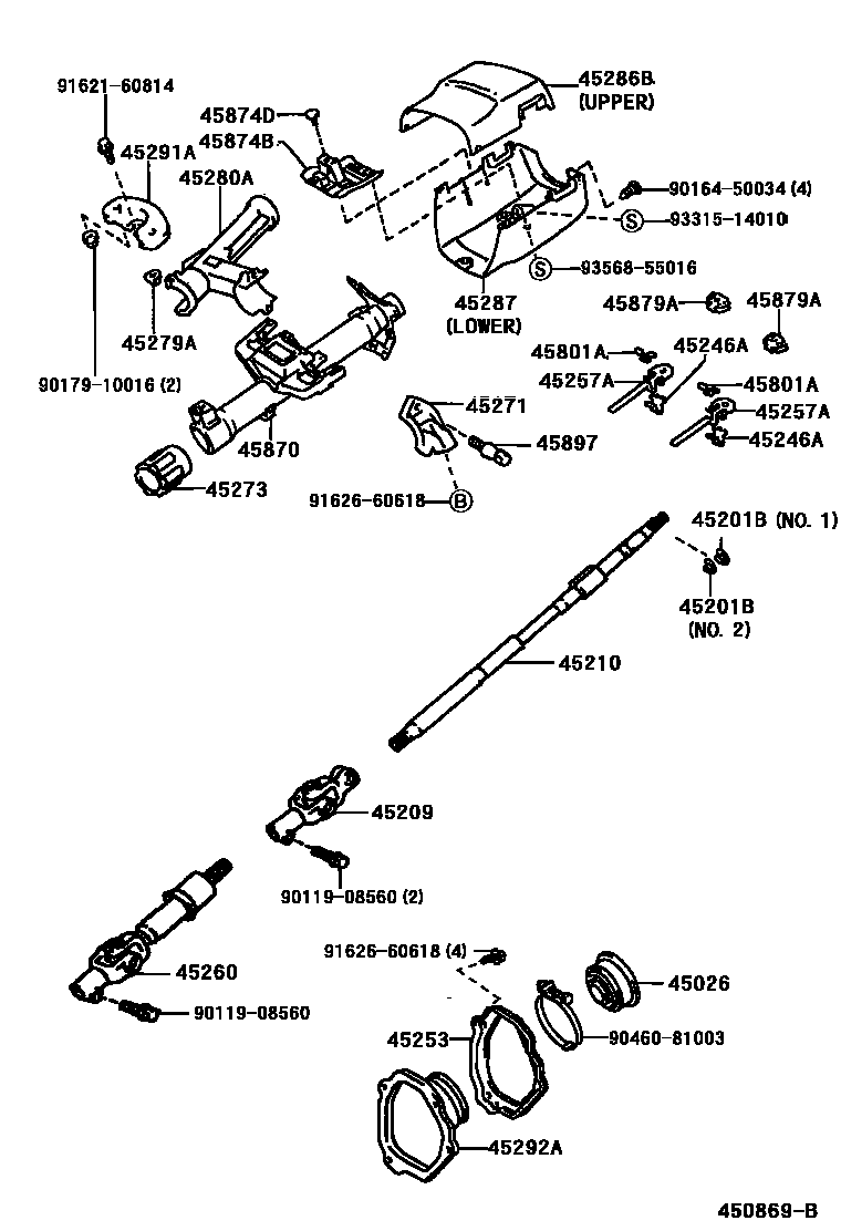 Toyota RAV4 Steering Column & Shaft EPC diagram — 450869B