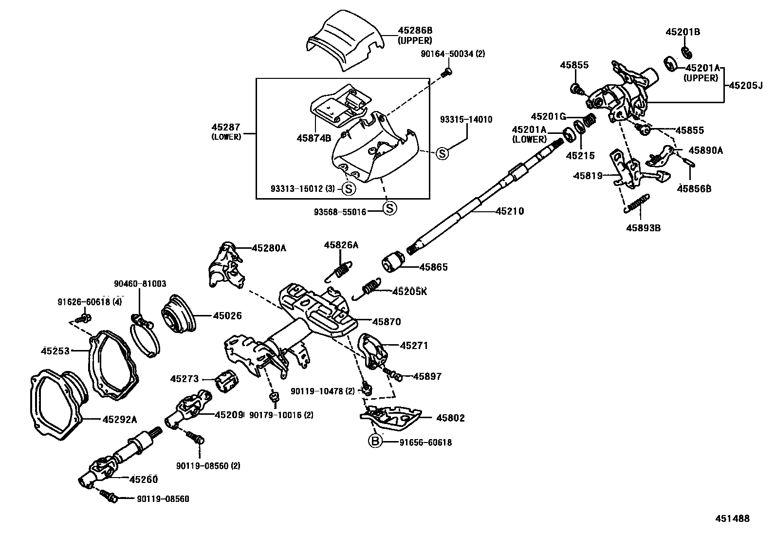 Toyota RAV4 Steering Column & Shaft EPC diagram — 451488